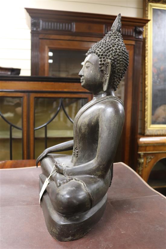 A large Thai bronze seated figure of Buddha